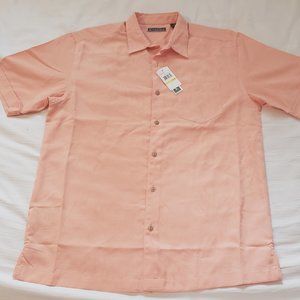 Cubavera Men's SIZE M Short Sleeve Button Down Casual Shirt Peach Nougat NWT